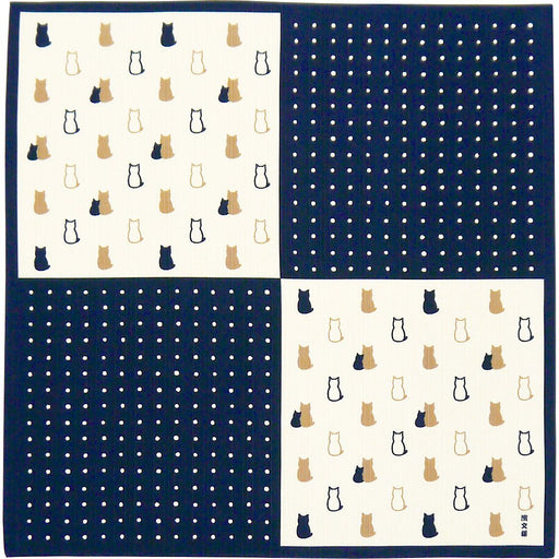Hama Pattern Japanese Wrapping Cloth - 50cm Cat Navy Blue-Kiichin - The #1 Place for Japanese Goods in Your Hand!
