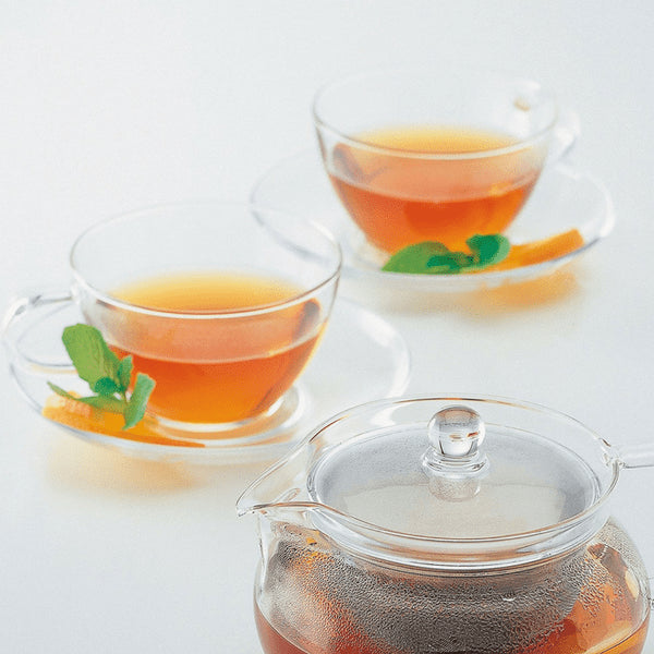 Premium Hario Glass Teacup & Saucer Set - 230ml Capacity-Kiichin - The #1 Place for Japanese Goods in Your Hand!