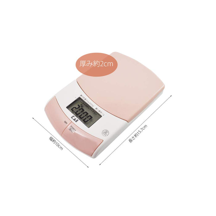 : Kai Corporation Thin Digital Scale 2Kg Pink-Kiichin - The #1 Place for Japanese Goods in Your Hand!