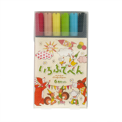 Kokuyo Irofude 6-Color Brush Pen Set - Ke-Ac34-6, Made in Japan-Kiichin - The #1 Place for Japanese Goods in Your Hand!