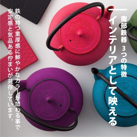 Ren Of Japan Nanbu Tekki Iron Bottle Teapot Arale Round Shape with Tea Strainer Enamel Finish Arare Small-Kiichin - The #1 Place for Japanese Goods in Your Hand!
