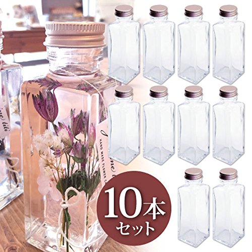Rhyme Japan Herbarium Square Column Glass Bottle Set - 100Cc (10-Pc)-Kiichin - The #1 Place for Japanese Goods in Your Hand!