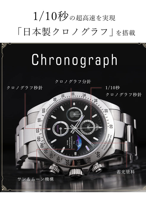 Toei Japan Nino Nakano Chronograph Watch - Sun Moon (White)-Kiichin - The #1 Place for Japanese Goods in Your Hand!