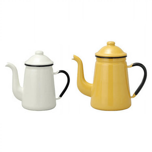 Noda Horo Enamel Coffee Pot #11 - White Stylish and Functional Kitchen Essential-Kiichin - The #1 Place for Japanese Goods in Your Hand!