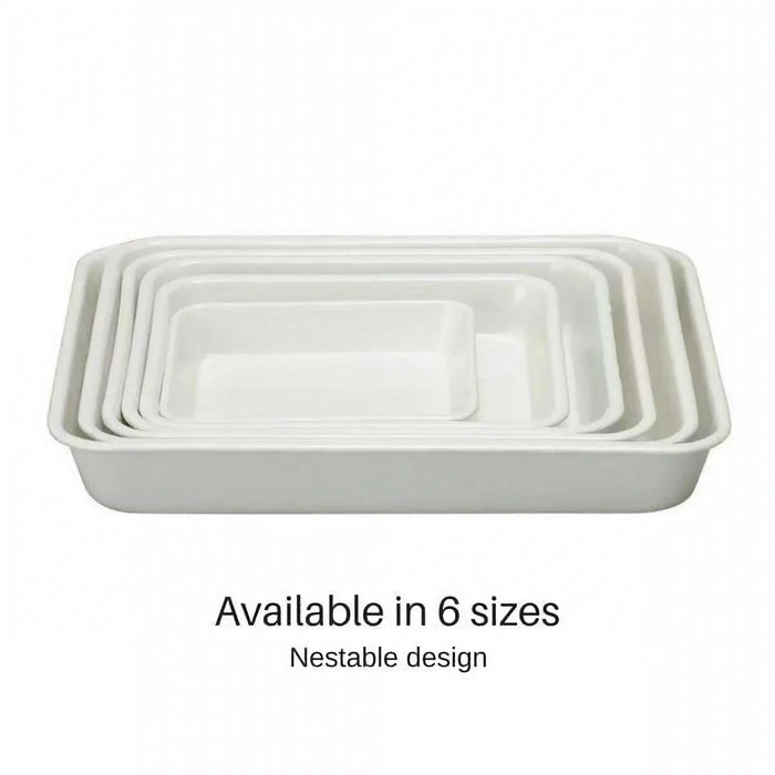 Noda Horo Enamel Nestable Meal Prep Baking Tray No.15 - White Series-Kiichin - The #1 Place for Japanese Goods in Your Hand!