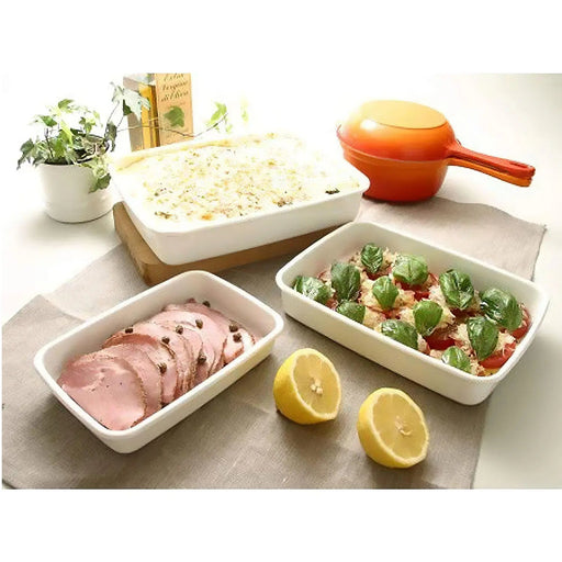 Noda Horo White Enamel Rectangle Deep Food Containers - Small with Sealed Lid-Kiichin - The #1 Place for Japanese Goods in Your Hand!