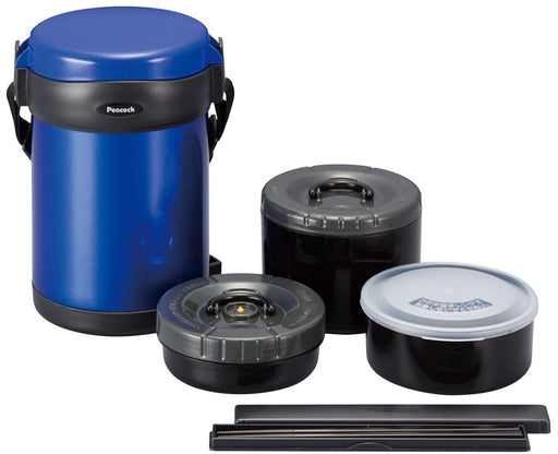 Peacock Thermos Industry Blue Vertical Stainless Steel Lunch Jar - Thermal Insulation from Japan-Kiichin - The #1 Place for Japanese Goods in Your Hand!