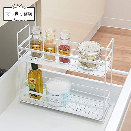 Tenma 2-Tier White Spice Rack - 10x31x27cm - Japan-Kiichin - The #1 Place for Japanese Goods in Your Hand!