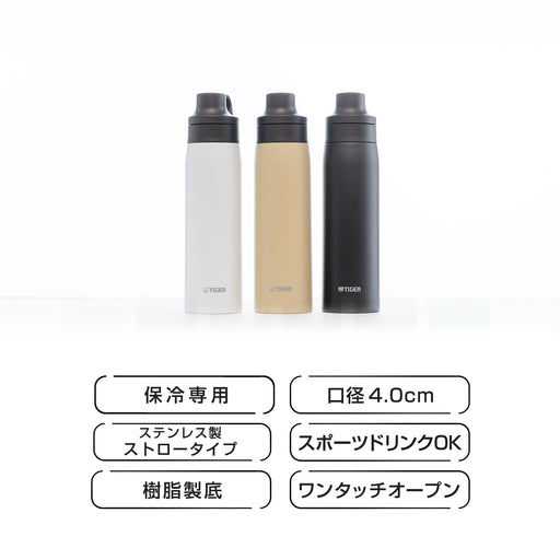 Tiger Thermos 500ml Matte Black Vacuum Insulated Bottle w/Straw Mug-Kiichin - The #1 Place for Japanese Goods in Your Hand!