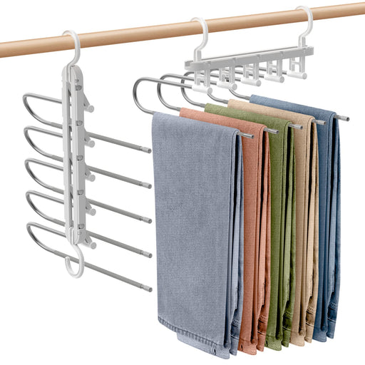 Housolution 5-Tier Trouser Hanger - Japan Made, Wrinkle-Free Closet Storage-Kiichin - The #1 Place for Japanese Goods in Your Hand!