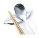 Tsubame Shinko Stainless Steel Leaf-Shaped Cutlery Rest - Elegant Silver Holder-Kiichin - The #1 Place for Japanese Goods in Your Hand!