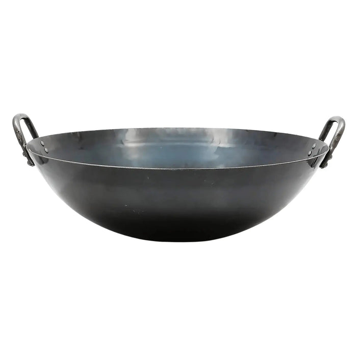 Yamada 39Cm Deep Wok - Authentic Japanese Hammered Iron Double Handle, 1.2Mm Thickness-Kiichin - The #1 Place for Japanese Goods in Your Hand!