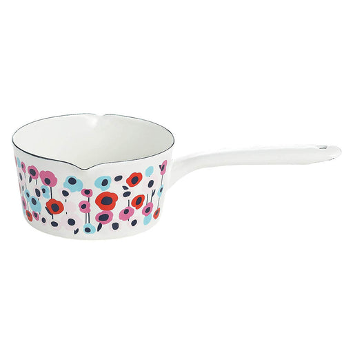 Yutaka Horo Plune Enameled Milk Pan - Delicate Blossom Design-Kiichin - The #1 Place for Japanese Goods in Your Hand!