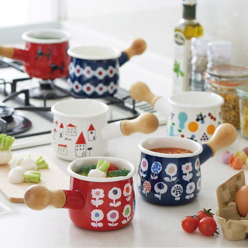 Yutaka Horo Plune Enameled Petit Milk Pan - Apple Delight-Kiichin - The #1 Place for Japanese Goods in Your Hand!